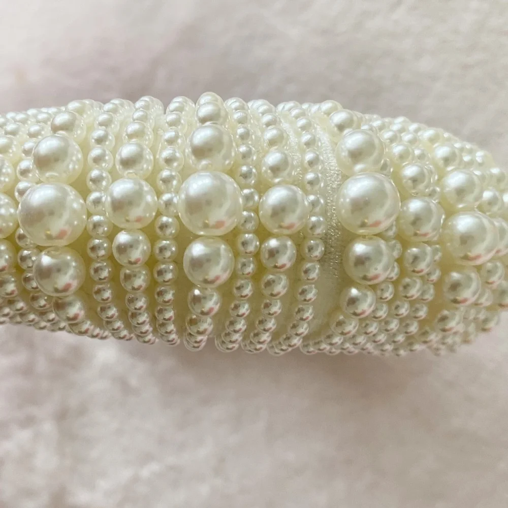 NWOT Pearl Padded Headband White Cream Classic Handmade Wedding Spring